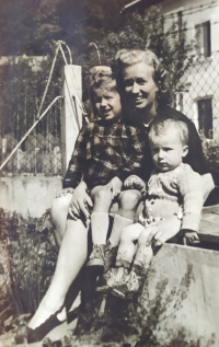 With her mother and younger brother, Kranj, Slovenia