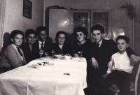 With mother, brothers and aunts after her father's funeral, ca. 1960