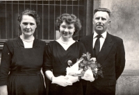 Božena Kršková's graduation in 1958, pictured with her parents