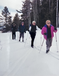 Hana, Vera, Victor with a guide crosscountry skiing, Colorado 1998