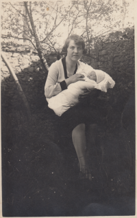 With mom,  1930