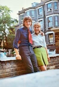 Eva Jiřičná with her brother Josef in England, 1968