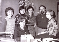 Fr. Němec with colleagues from the company Kras Měřín, 1982