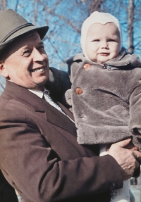 Josef Řičánek with grandson Pavel, 1960s