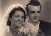 Wedding photo of Věra and František Tuček, 1950