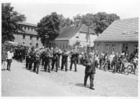 The Zásada marching band on a trip to Eastern Germany. 1970's