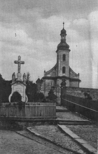 Historical photo of the Church of St. Markéta in Hlučín