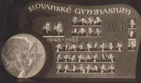 Graduation board of the Slovanské Gymnázium secondary school in Olomouc. Jaroslav Drápal, bottom left. 1940's/1950's