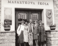 Kunvald primary school reunion, Zlata Kalousová second from right, 1990