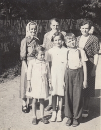 Gertruda in the middle, aunt Amálie on the right, ca. 1952