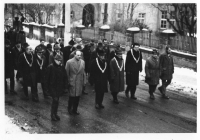 Liberec procession to the funeral of Jan Palach, Klášterní Street
