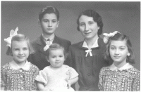The Černý family at the time of their father's imprisonment by the Nazis, circa 1942. From left: sister Lída, brother Václav, Marie, mother Hermína, sister Anna