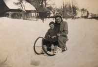 Little Vladimir Kuzmenko-Dvorak with his neighbour's wife in Tříč
