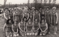 Training for the 1975 Spartakiada, Zlata Kalousová standing third from the right