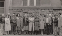 Textile secondary school reunion, Zlata Kalousová second woman from the right, 1970s