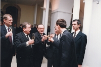 Meeting at TUL, Jiří Suchomel still as dean, first from the left, 1995