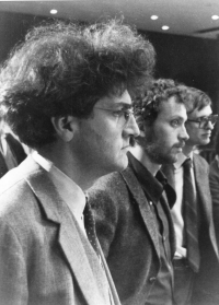 Jiří Suchomel (first from the right) with Leon Krier (first from the left), 1980