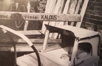 Boards for making skis around the house, Zlata in a pram, 1941