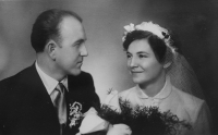The wedding of Marie Oharková and Ladislav Loučka in Tlumačov on 28 January 1956