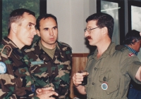 Col. Šmehlík with the chief engineer of the peace mission and an interpreter.