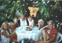 Milan Geryk celebrating his 78th birthday with his 6 grandchildren from his only daughter, Přerov, 3 August 2010
