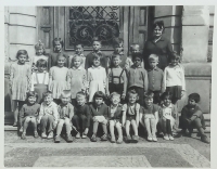 1st grade, 1962, Šluknov (the blonde in front of the teacher)