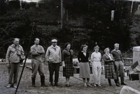 Otto Kořínek with friends at a rowing training camp in 1960