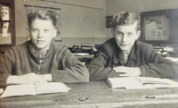 Jiří Hradecký with a classmate at elementary school, 1950s