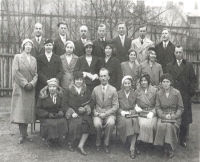 Adolf Geryk, the conductor of the choir (in the centre of the front row), Nový Jičín, 1934

