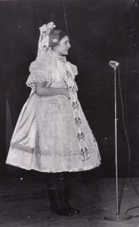 Věra Domincová in a peasant costume, France, 1958
