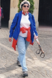 Erna Machová at age 84 on a hiking trip