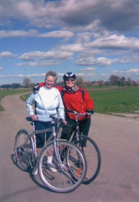 With a friend, on her first cycling trip. 2007