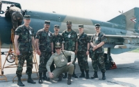 Oldřich Lacina as a guest inspector on an American inspection team visiting the Taszar base in Hungary, front row, 1993