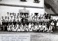 Sports club in Slané, in front of the Čejpova pub, 1931