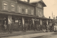 Sokolský slet 1948 - odjezd z nádraží Žamberk