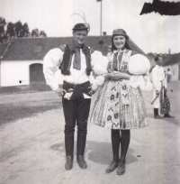 Věra Domincová with her brother Lubor, 1950s
