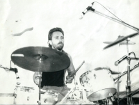 Playing the drums in Wrocław, 5 November 1989