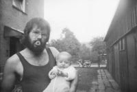 With son Lukas, 1982