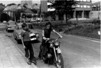 With brother Lumir, Zdeněk Matuszek on motorcycle, 1977