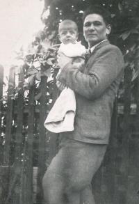 Karel Stoll as a toddler with his father Karel