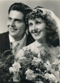 Wedding photo of Karel Stoll with his wife Helena, 1959