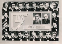 Photographs of school-leavers from the Real Gymnasium in Pilsen in 1951, Karel Stoll third from the left below