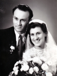 With her husband Ladislav, 1945