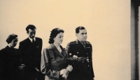 Parents’ Vladimír and Libuše Rovenskýs wedding in 1950 – in the photo, there are also Jaromír Vraštil and wife Jarmila Vraštilová, née Vachudová