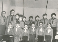 37th Stezka scout troop, top row: 1. Ivan Bradáč, 2. Jaroslav Křivohlavý, 5. David Vávra, bottom row: Zvonimír and Zdeněk Šorm, 1968
