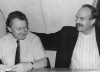 Zdeněk Štěpán with the mayor of Český Krumlov Ing. Jan Vondrouš, 1990s