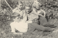 Uncle Antonín Honzák with nieces Jarmila (right) and Soňa and nephew Antonín Krupař, 1952