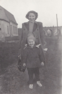 With her mother, 1957
