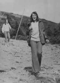 Marta Pechová in the 1970s on a hike in the Giant Mountains