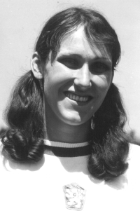 Marta Pechová in the national team jersey in the 1970s